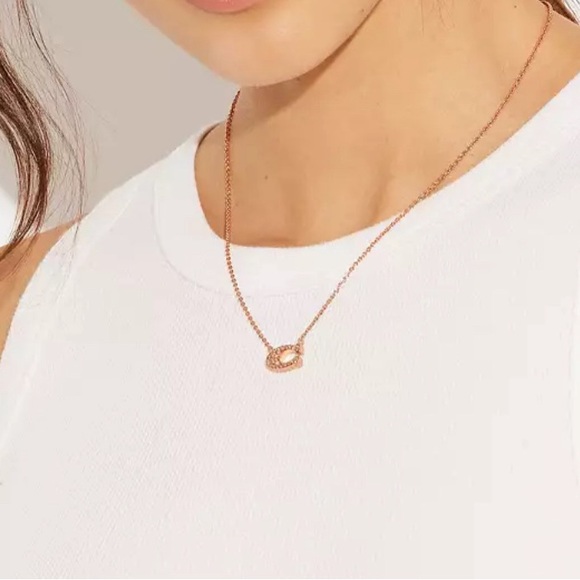 💕COACH💕 Rose Gold Pave Signature Necklace/NWT - Picture 2 of 5